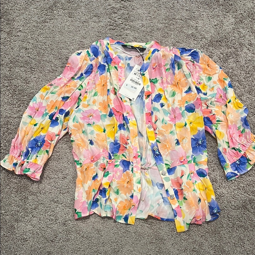 Zara Floral Blouse - Pink, Blue, Yellow